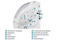 Hoek bubbelbad met LED MANGLE 187 x 136 cm Wit_807031
