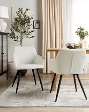 Set of 2 Dining Chairs CASMALIA Velvet Off-White_898666