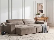 Right-Hand Chaise Longue HELLNAR Fabric Light Brown_912361