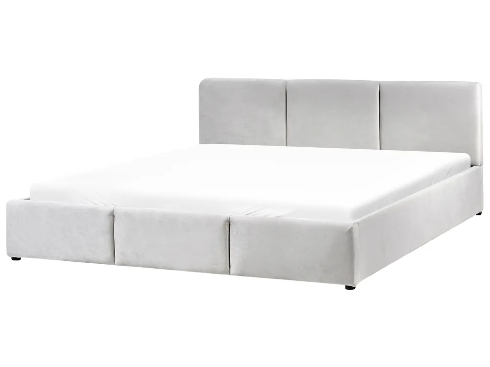 Ottoman Bed BOUSSE Velvet Light Grey 180 x 200 cm (EU Super King)_862570