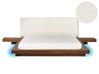 Letto matrimoniale marrone con testata in bouclé e LED 160 x 200 cm ZEN_931292