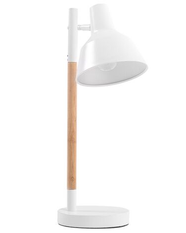 Lampada da tavolo regolabile in legno in color bianco ALDAN