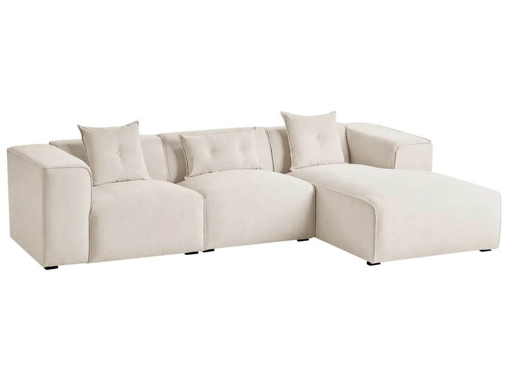 Corner Sofa 3 Seater DOLVA Corduroy Off-White Left Hand_863067