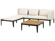 Garden Corner Sofa with Table 3 Seater BRACCIANO Certified Acacia Wood Light Beige Right Hand_955418
