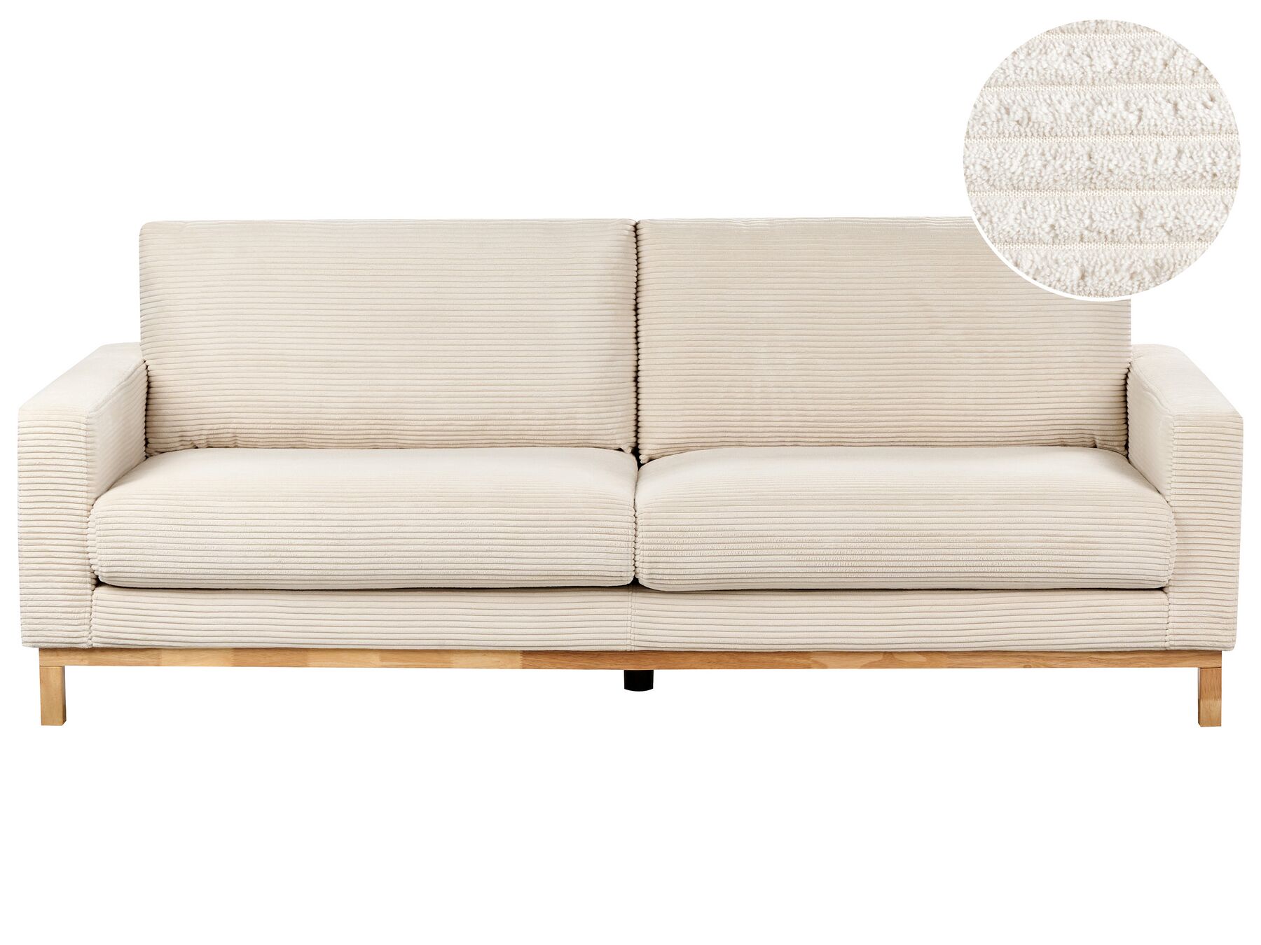 Sofa 3-osobowa sztruksowa jasnobeżowa SIGGARD_920579