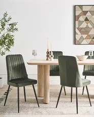 Set of 4 Dining Chairs KIRBY Velvet Dark Green_1024769