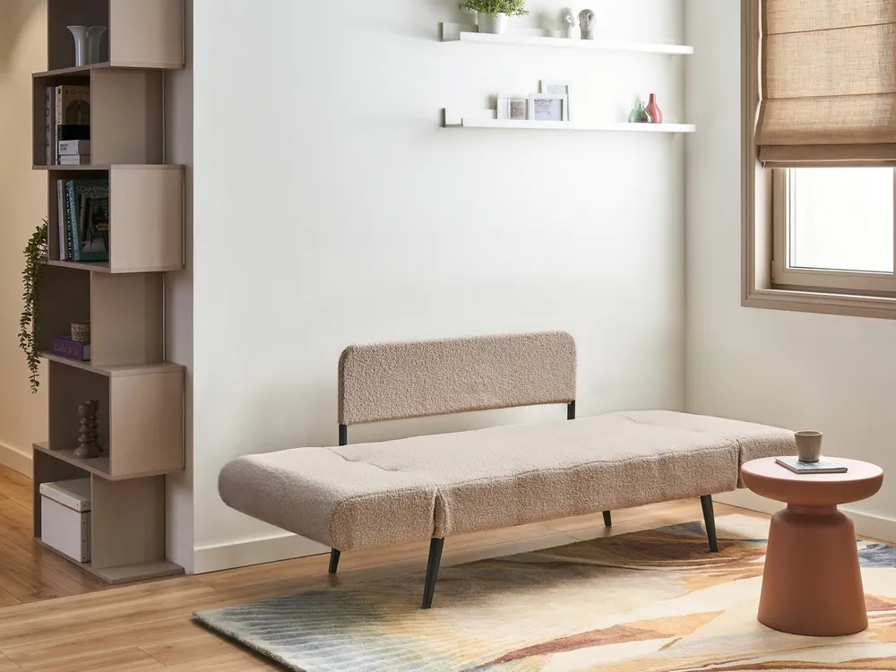 Divano letto 2 posti DOROTEA Bouclé Beige_1071502