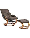 Massage Chair FORCE with Footstool Faux Leather Dark Brown