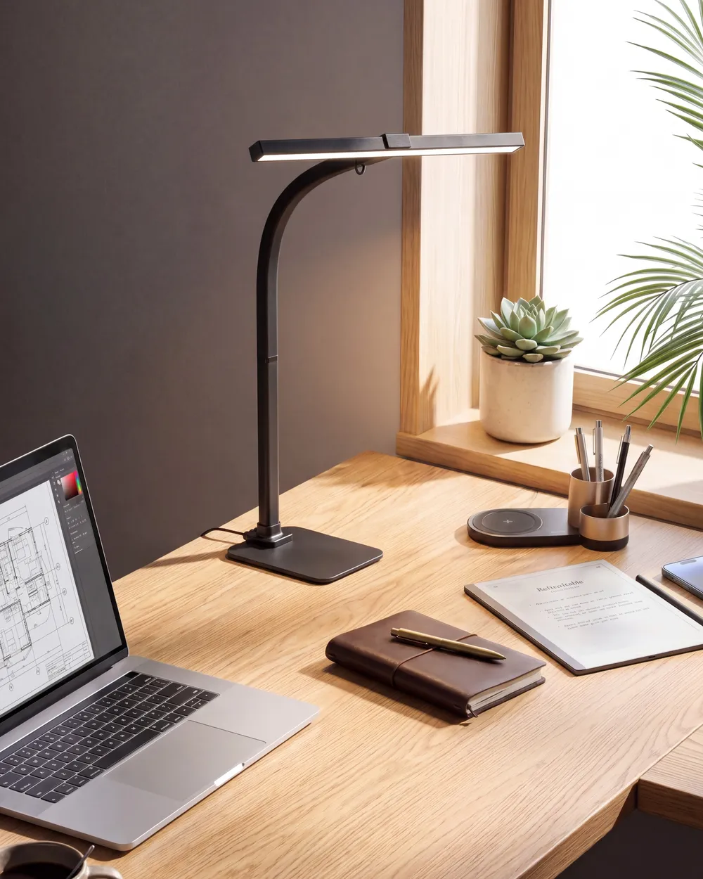 Lampa biurkowa LED KOURIS Z czujnikiem ruchu Metal Czarny