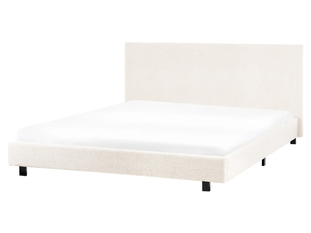 Bed Boucle ALBI 160 x 200 cm (EU King Size) Off-White_981931