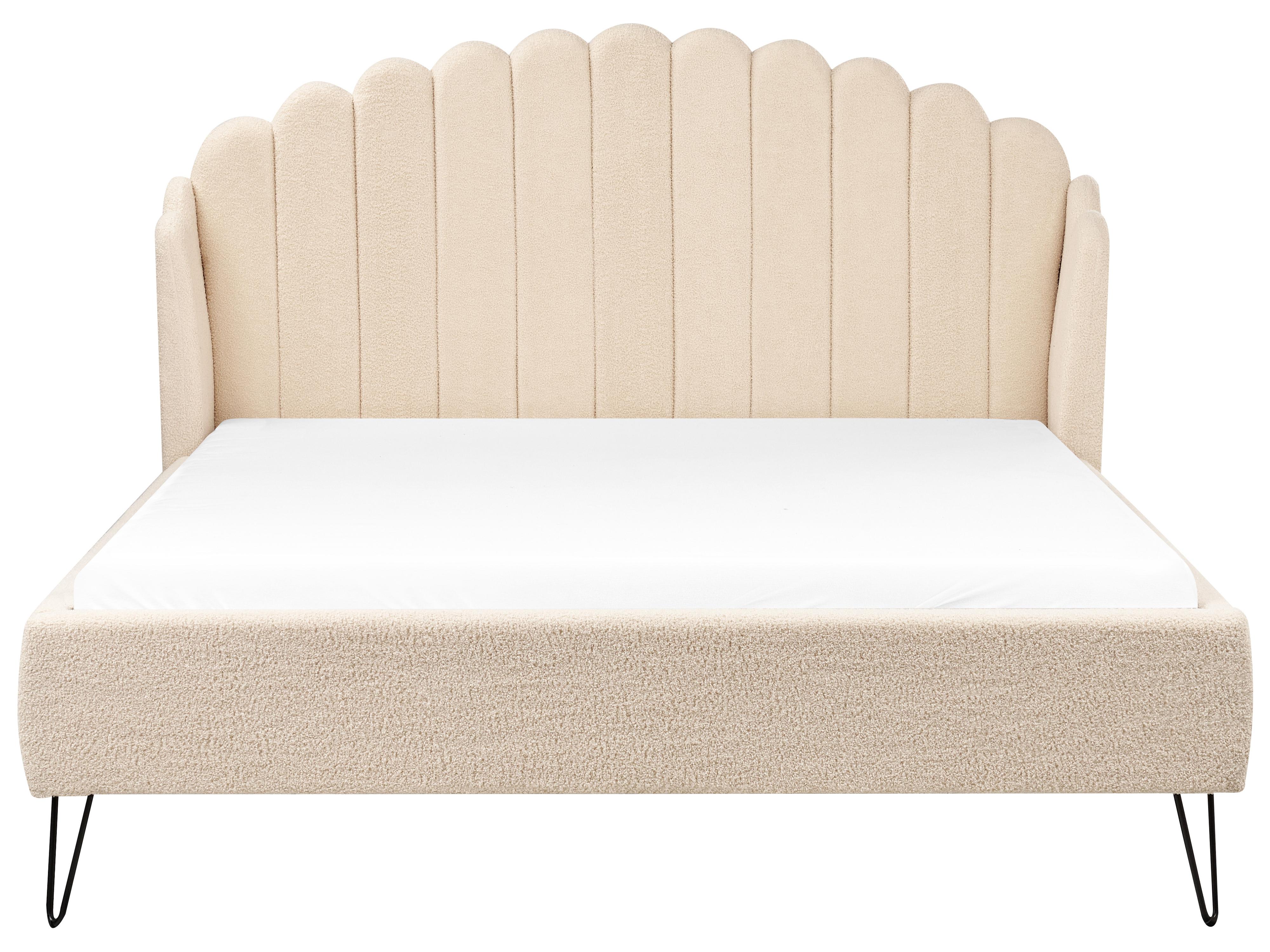 Bett mit Lattenrost Bouclé AMBILLOU 160 x 200 cm Beige_967544