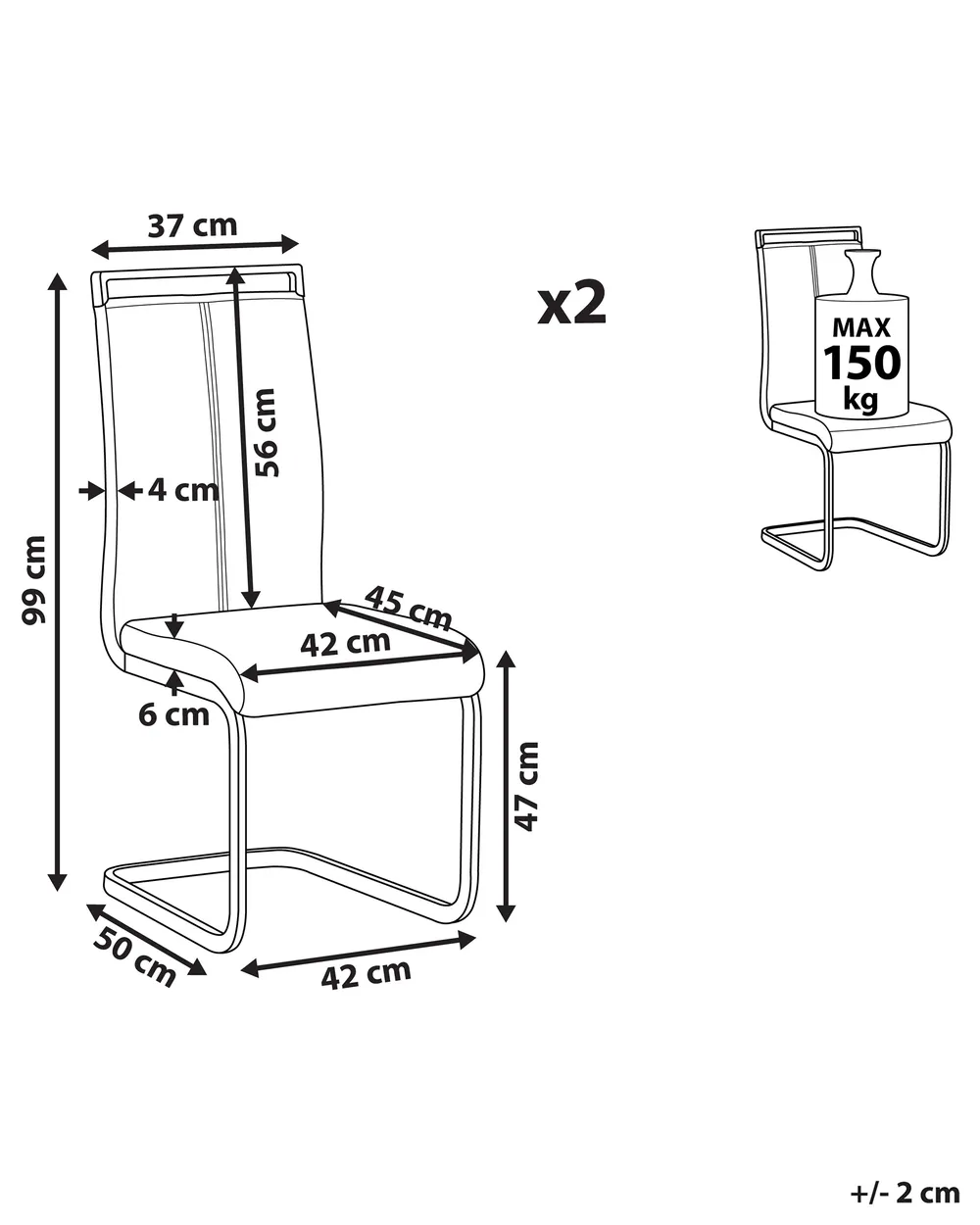 Lot de 2 chaises de salle à manger GREEDIN Cuir PU Blanc_805409