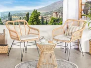 Bistro Set with Cushions TRESTINA PE Rattan Light Brown_781697