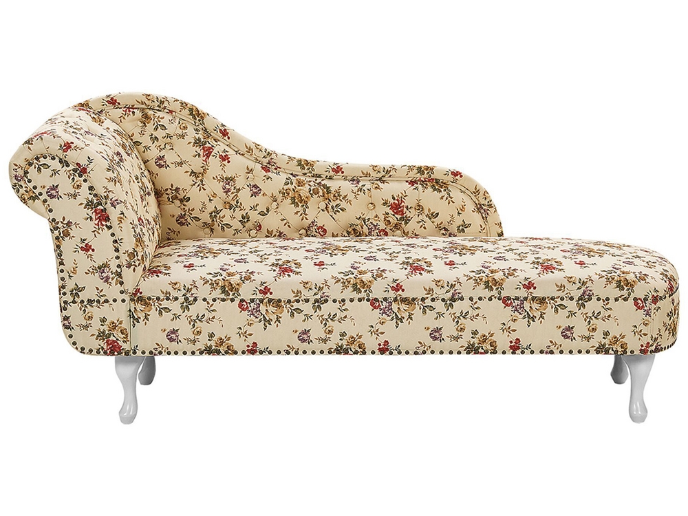 Left Hand Chaise Lounge Flower Print Beige NIMES Beliani