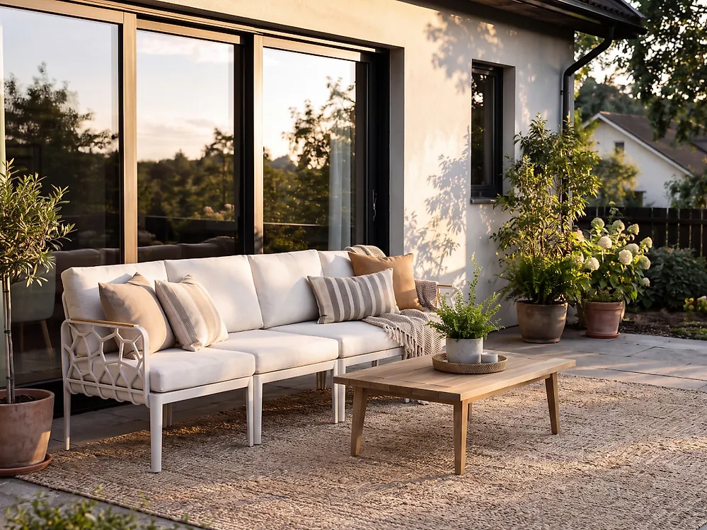 Garden Sofa Set 4 Seater ERICHE Light Beige_1188048