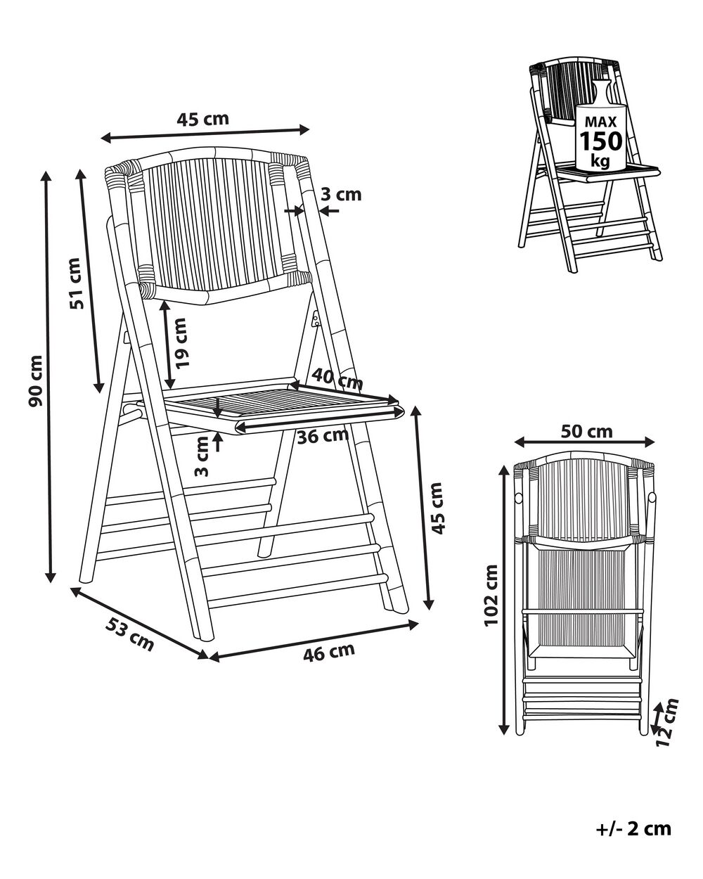 Set of 4 Dining Chairs TRENTOR Bamboo Wood Natural Beliani