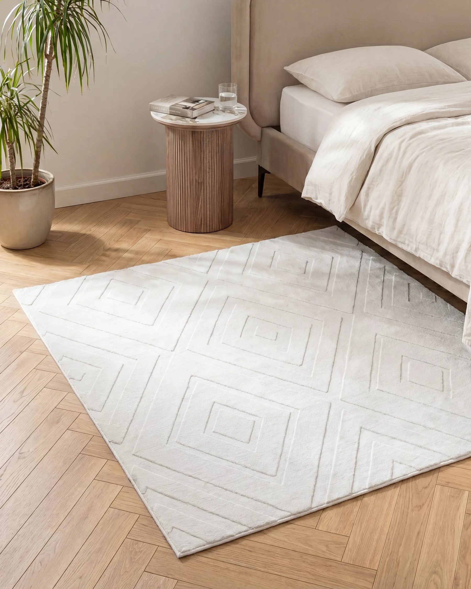 Rug BORAH Off-White 160 x 160 cm_1107471