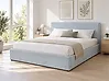 Cama con almacenaje MOISSAC Chenilla Azul claro 180 x 200 cm