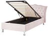 Sametová postel s úložným prostorem 90 x 200 cm růžová METZ_861418