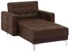 Chaiselongue Kunstleder Old Style braun / silber ABERDEEN_717477