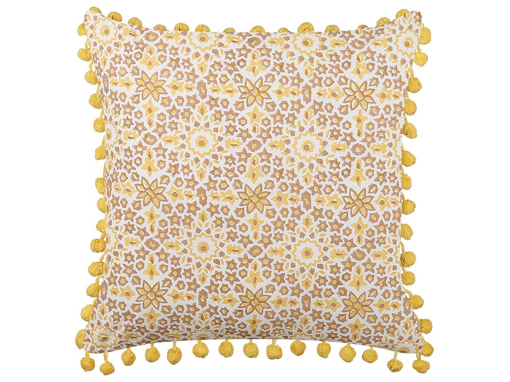 Cuscino decorativo LYCROIS 45 x 45 cm Cotone Giallo Trama floreale