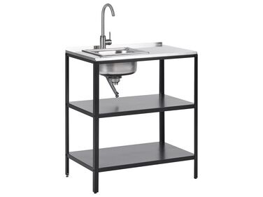 Steel Outdoor Kitchen Island with Sink Black VILAMA