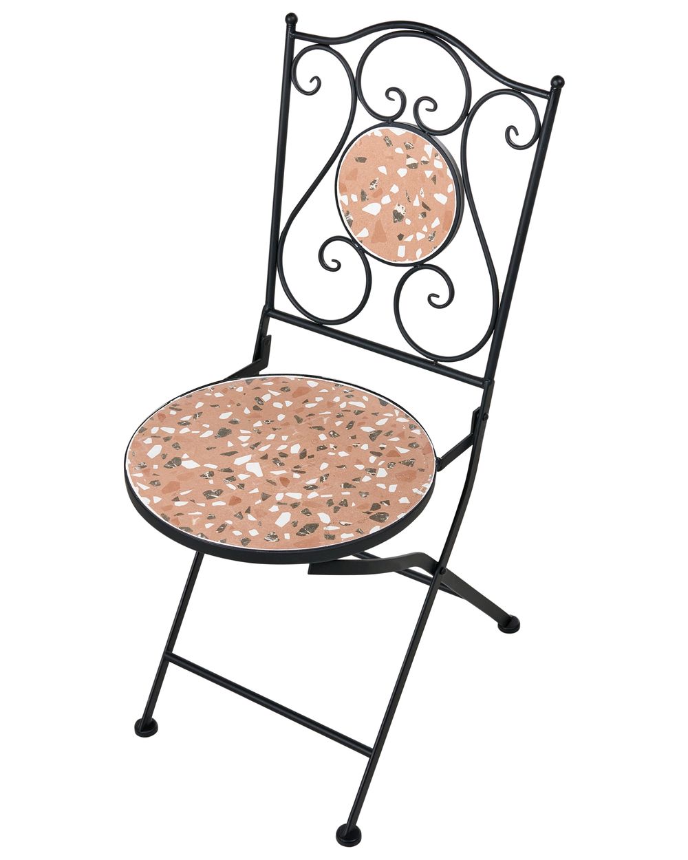 Set de 2 scaune de grădină ADRANO Pliabil Metal efect terrazzo Portocaliu_1021730