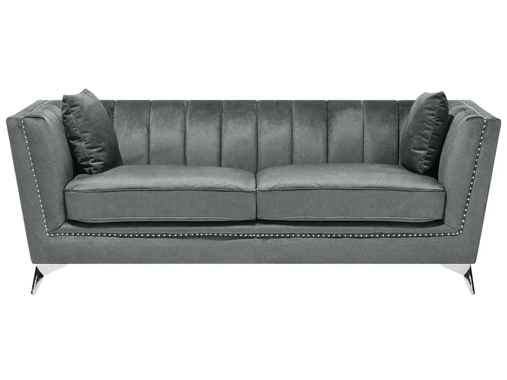 Living Room Set 5 Seater GAULA Velvet Grey_720617