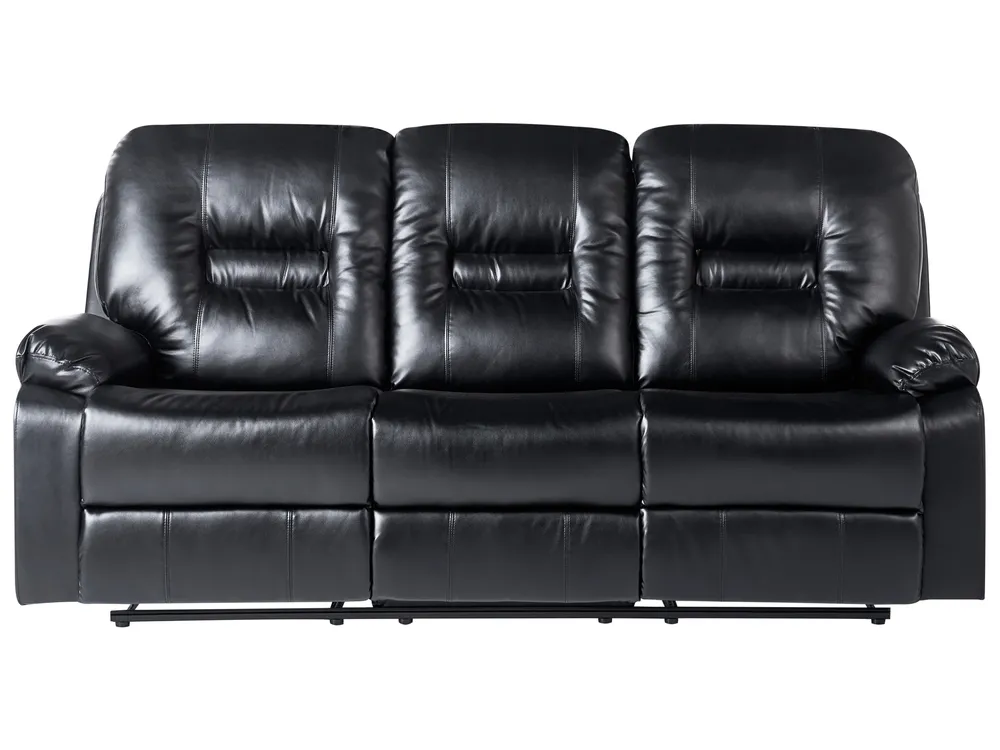 Manual Recliner Living Room Set 6 Seater BERGEN Faux Leather Black_1060586