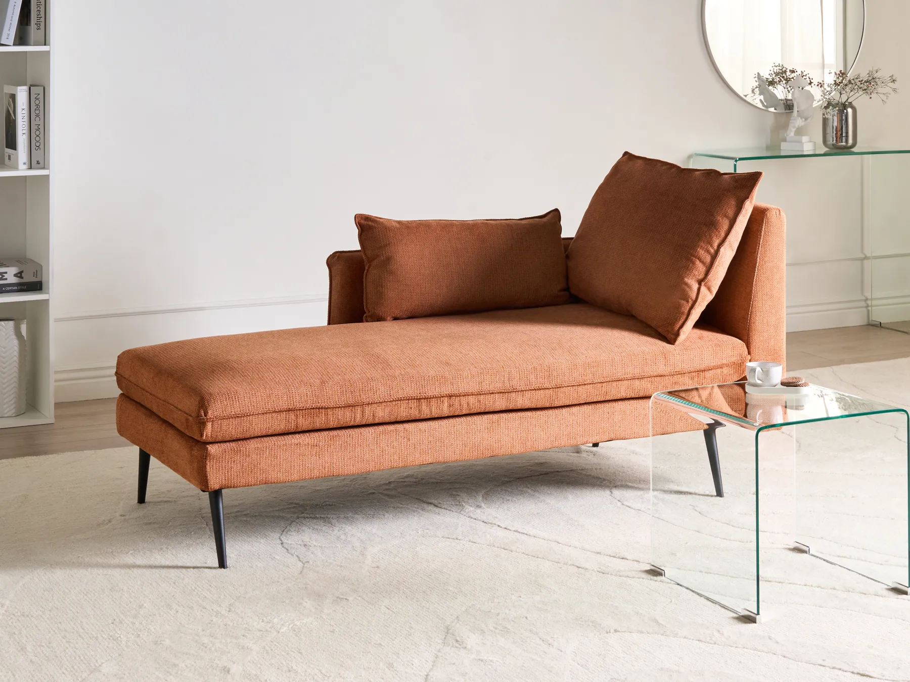 Chaise longue versione destra YERRES Tessuto Arancione_1003714