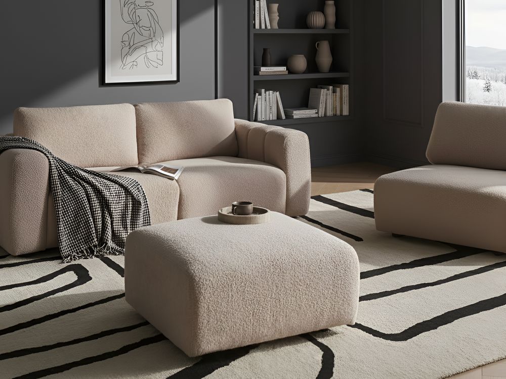 Ottomana KIVVIK Bouclé Beige