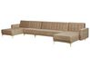 6 Seater U-Shaped Modular Velvet Sofa Sand Beige ABERDEEN_751090