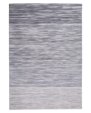 Tapis Kilim Fait Main 80x150 Cm Laine Grise Avec Pompons - Aratashen