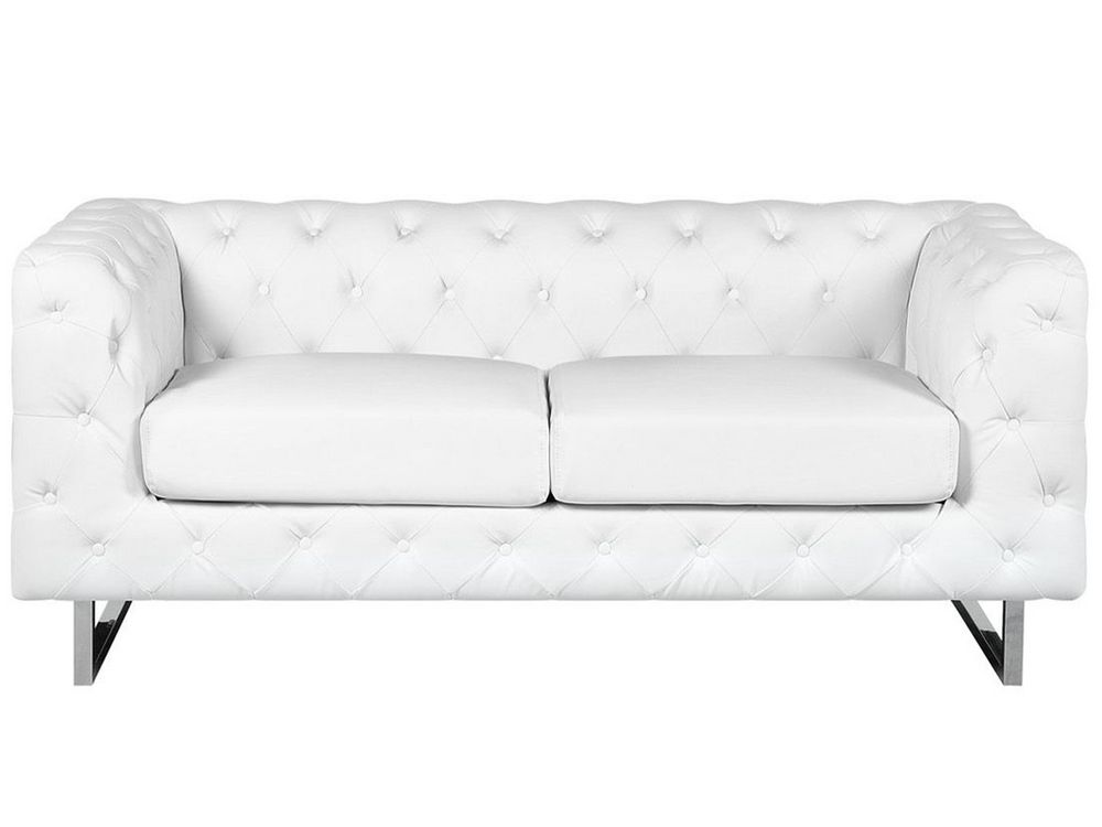 White leather 2 seater sofa on sale