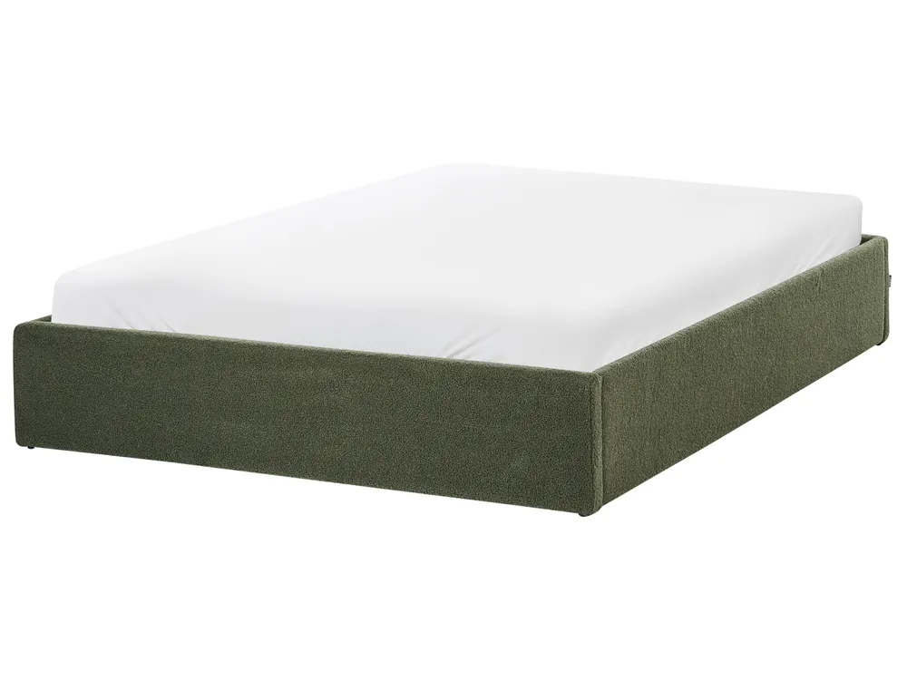 Ottoman Bed without Headboard DINAN Boucle Dark Green 140 x 200 cm (EU Double)_992121