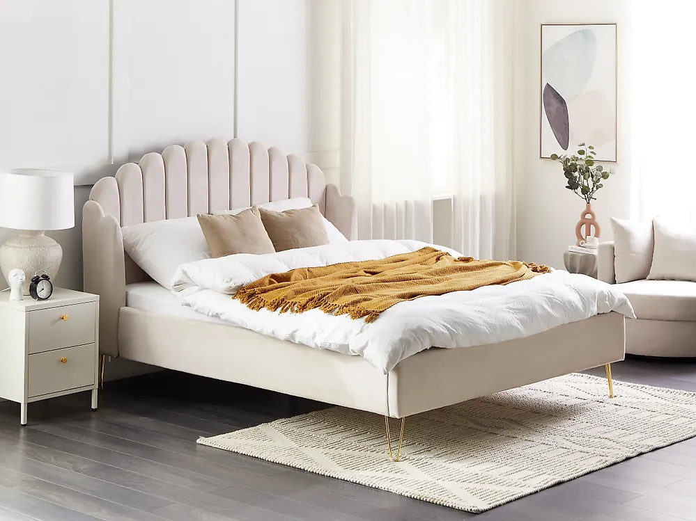Bed Fabric AMBILLOU 160 x 200 cm (EU King Size) Light Beige_1172033
