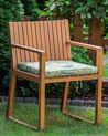 Záhradná jedálenská stolička z akáciového dreva s podsedákom s listovým vzorom zelená SASSARI_774849