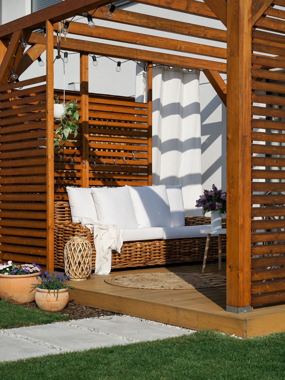 Garden Sofa 3 Seater FORLI Rattan Natural | Beliani.co.uk