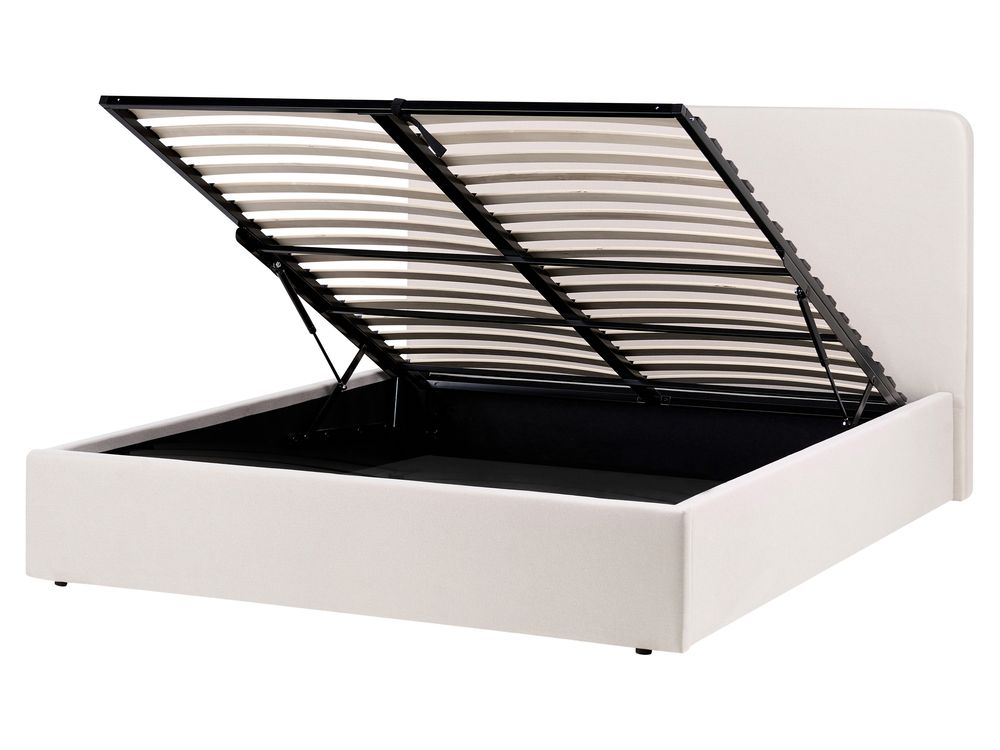 Ottoman Bed BRENON Fabric Light Beige 160 x 200 cm (EU King Size)