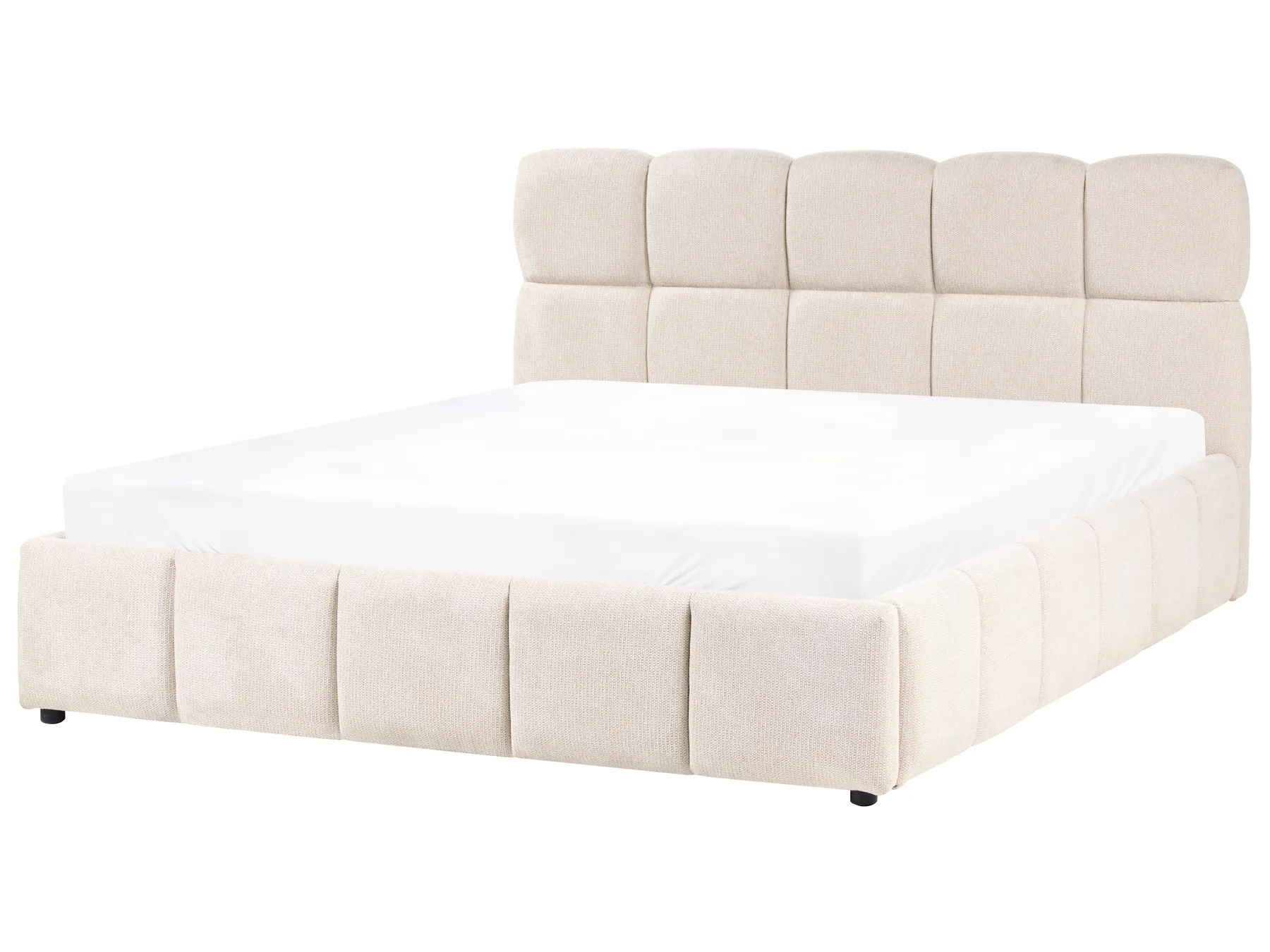 Sommier com arrumação NOYON Tecido Creme claro 160 x 200 cm_1056103