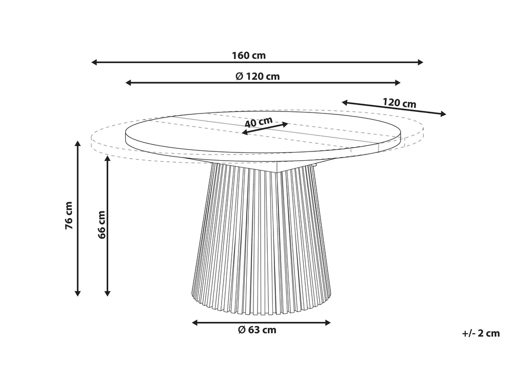 Extending Dining Table MOORE Black Ash Wood 120/160 cm 120 cm_1059591