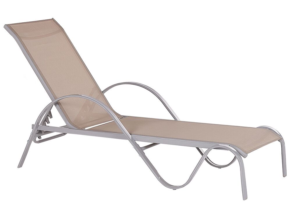 Steel Reclining Sun Lounger Light Brown PROCIDA Beliani