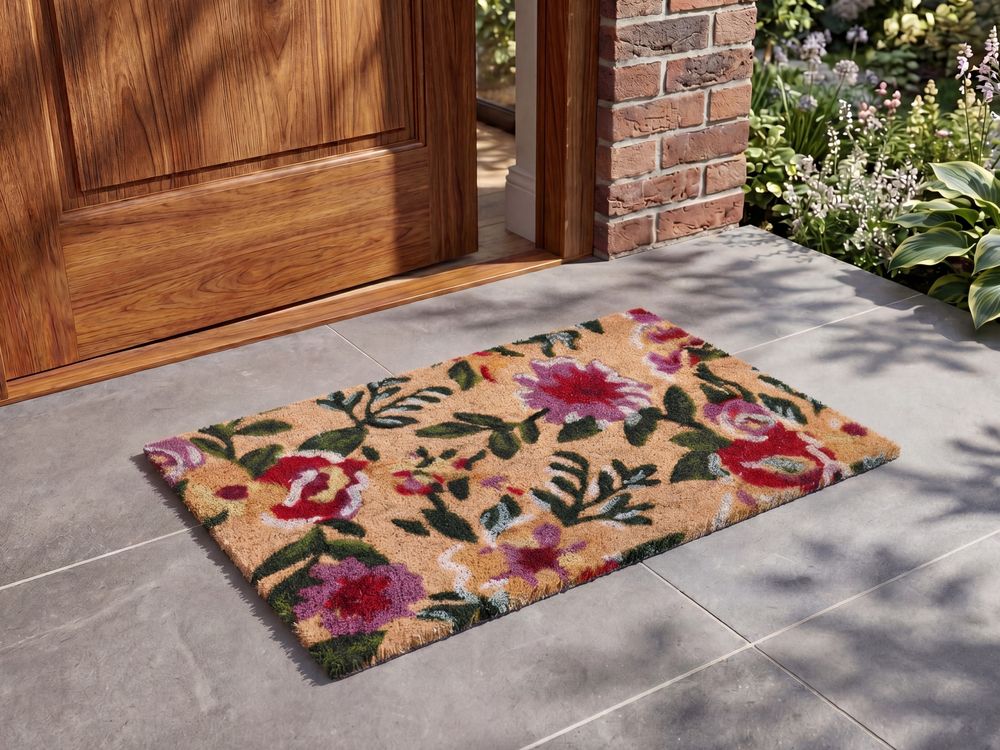 Paillasson KITA Multicolore 40 x 60 cm Fleur Fibre de coco