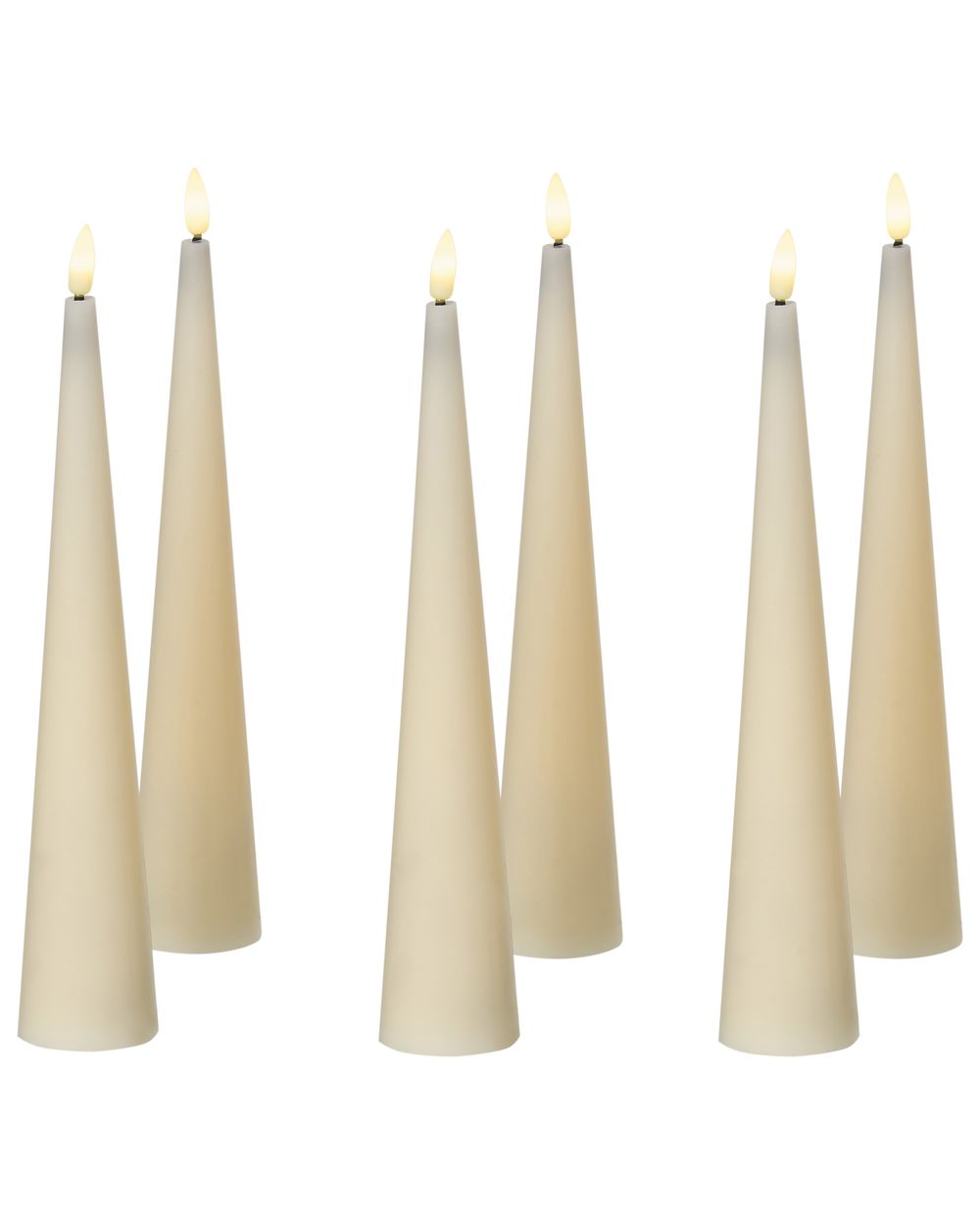 Set of 6 LED Candles AURUM 28 cm Off-White