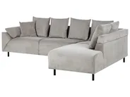 Corner Sofa 4 Seater LUNNER Corduroy Light Grey Left Hand_961078