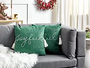 Set of 2 Decorative Cushions ELETTARIA 45 x 45 cm Cotton Green Christmas Motif_1183748
