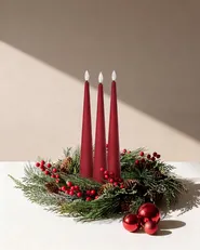 Set of 6 LED Candles AURUM 28 cm Red_1085101