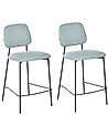 Set of 2 Bar Chairs DUETTE Fabric Light Blue