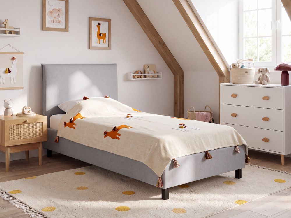 Letto Tessuto SENNEZ 90 x 200 cm Grigio chiaro