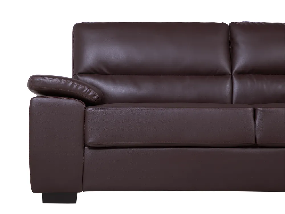 Sofa 3 Seater VOGAR Faux Leather Dark Brown_730018